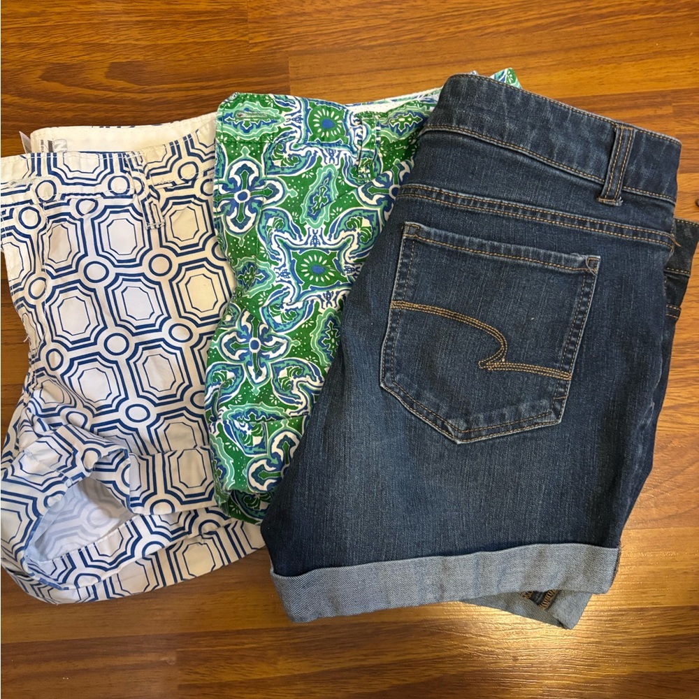 Old Navy Green and Blue Floral Women Short and Time and Tru Jean shorts size 10